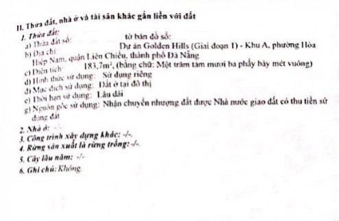 Bán nhà tiền chế 2 tầng Golden Hills, Phường Hòa Hiệp Nam, Liên Chiểu, Đà Nẵng